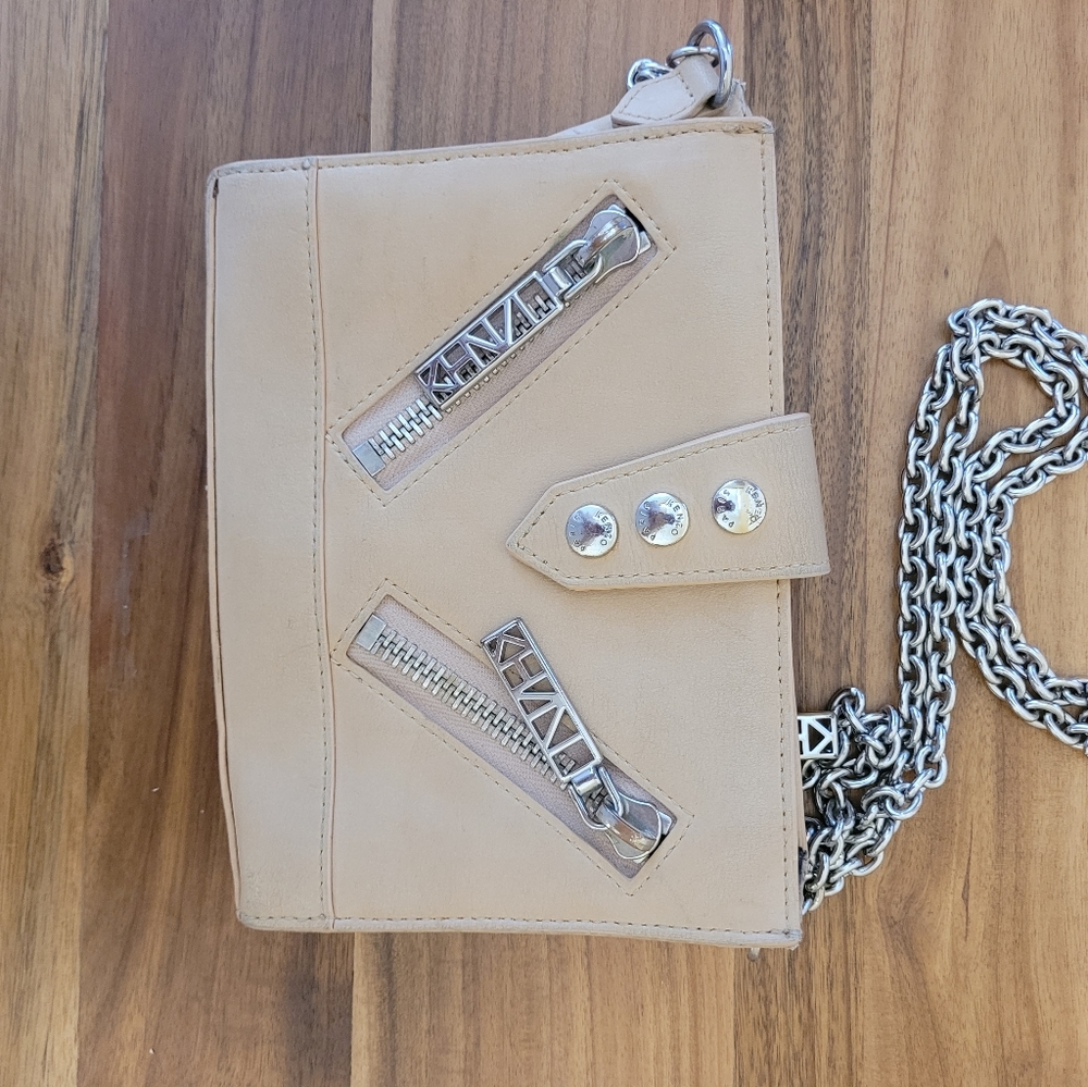 Kenzo Beige Mini Chain Bag with Silver Hardware